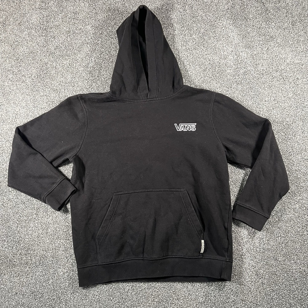 Vans Black Pullover Hoodie Women’s Large Logo Fleece Pocket Casual Skate
